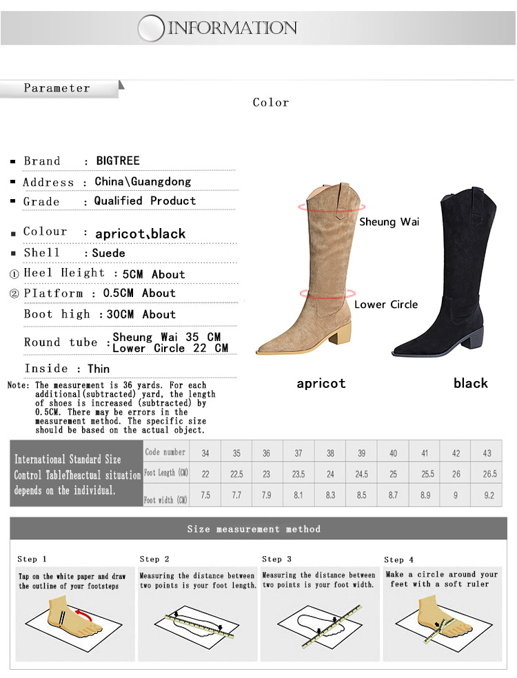 Chunky Heel Pointed Toe Suede Dress Boots for Winter-009-32