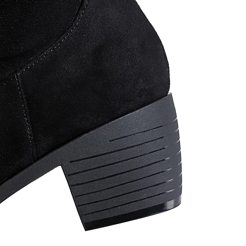 Chunky Heel Pointed Toe Suede Dress Boots for Winter-009-32