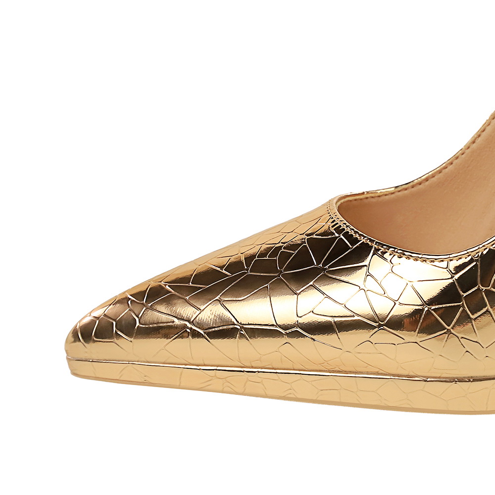 Women’s Pointed Toe Stiletto Shoes with Stone Pattern - Retro Sexy Nightclub Pumps