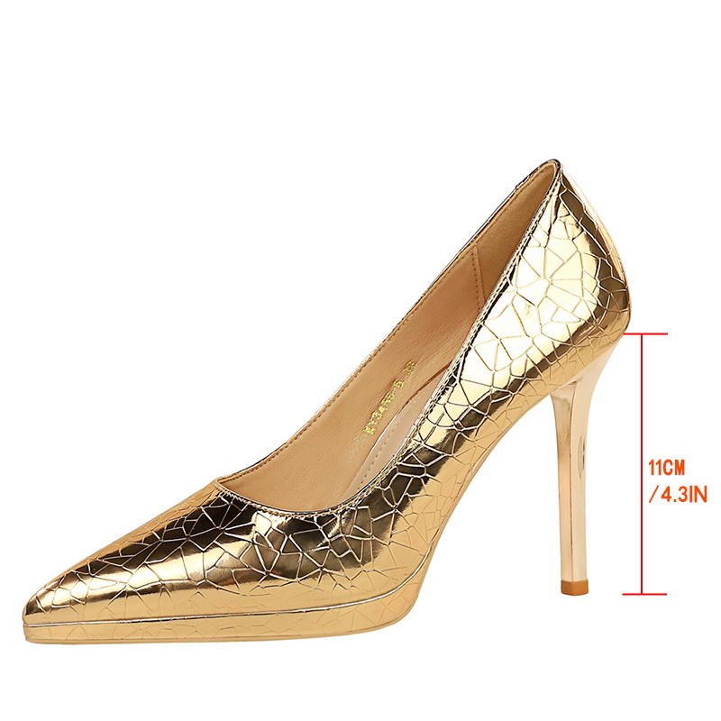 Women’s Pointed Toe Stiletto Shoes with Stone Pattern - Retro Sexy Nightclub Pumps