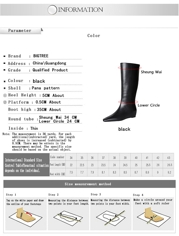 European and American Style Fashion Minimalist Versatile Winter Women’s Mid-Heel Wedge Knee-High Boots