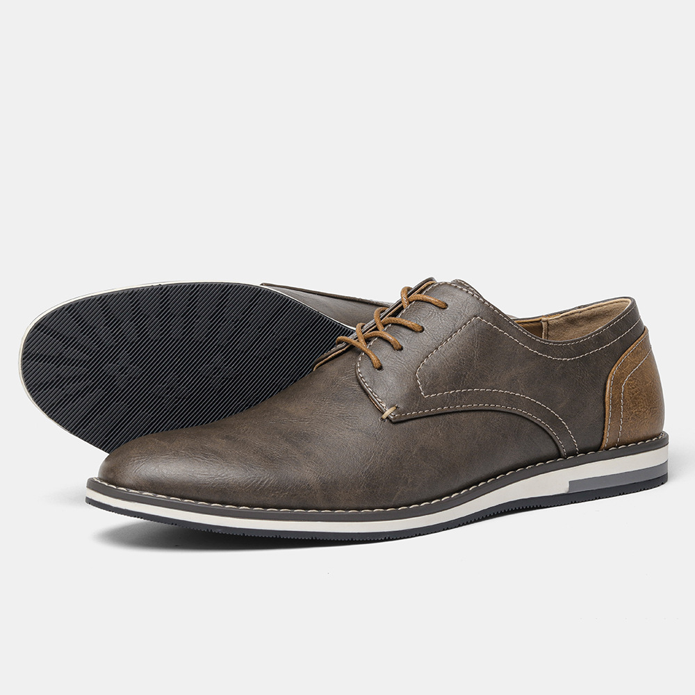 Men's Pointed Toe Oxford Dress Shoes - Comfortable Classic English Leather Formal Shoes for Business