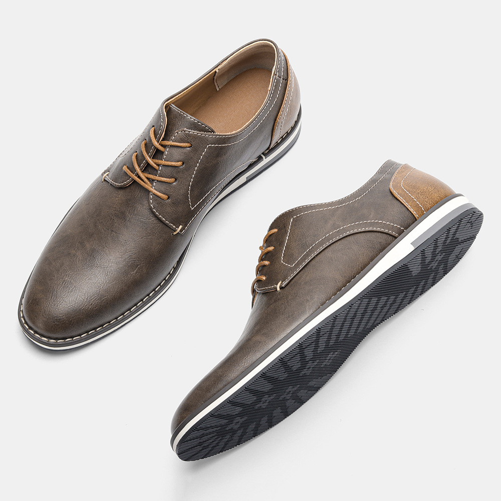 Men's Pointed Toe Oxford Dress Shoes - Comfortable Classic English Leather Formal Shoes for Business