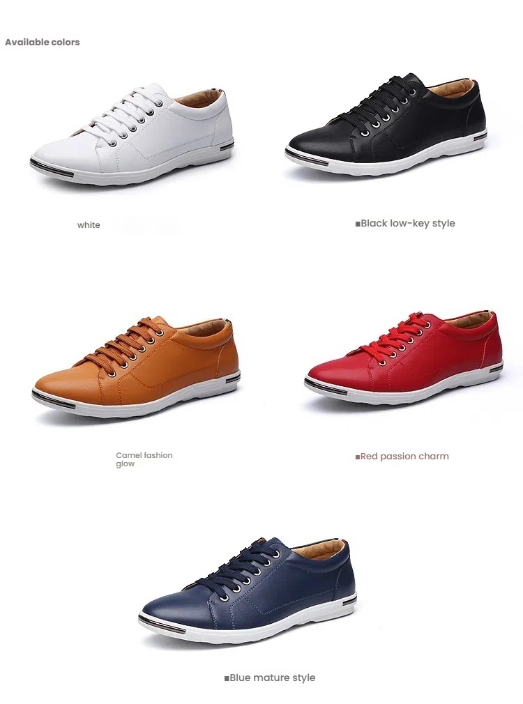 Men's Large Size 47/48 Fashion Lace-Up Leather Shoes - White Casual Sneakers for Students