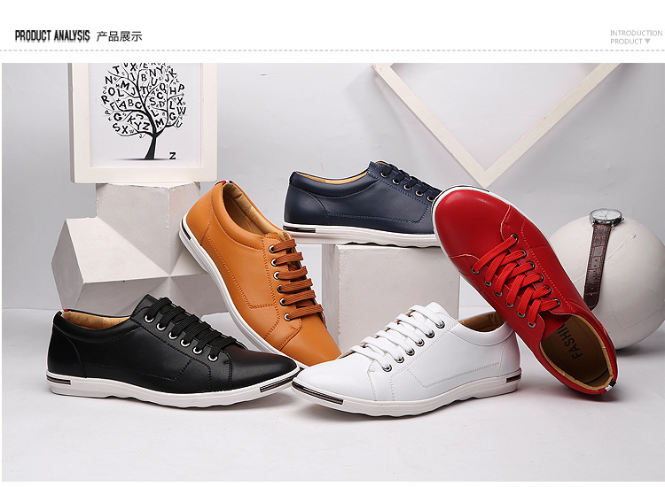 Men's Large Size 47/48 Fashion Lace-Up Leather Shoes - White Casual Sneakers for Students